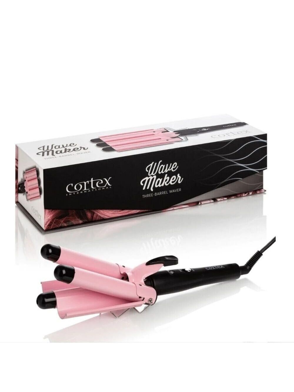 Wave Maker Hair Tool 1 inch Ceramic Triple Barrels Pink